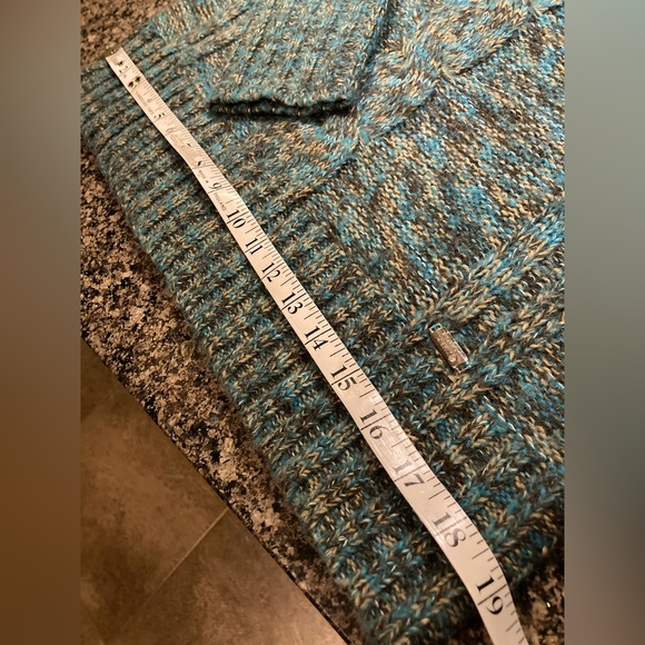 💙💚 Pretty POINT ZERO Turquoise Teal Multi Turtleneck Pullover Sweater - Picture 10 of 14